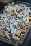 Rigatoni with Sausage, Basil, Tomato and Garlic